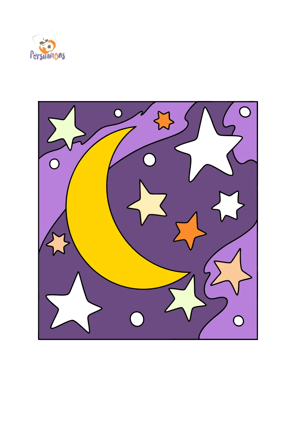 Coloring page moon and stars ♥ Online and Print for Free!