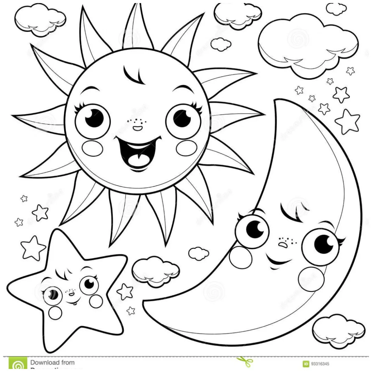 Moon And Stars Coloring Pages Printable at GetColorings.com | Free