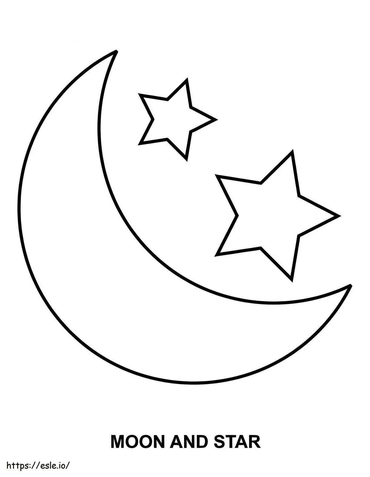 Moon and stars coloring page