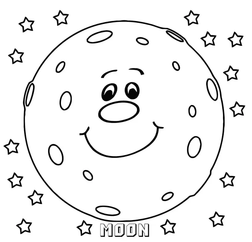 Stars and Moon Coloring Page - Free Printable Coloring Pages for Kids
