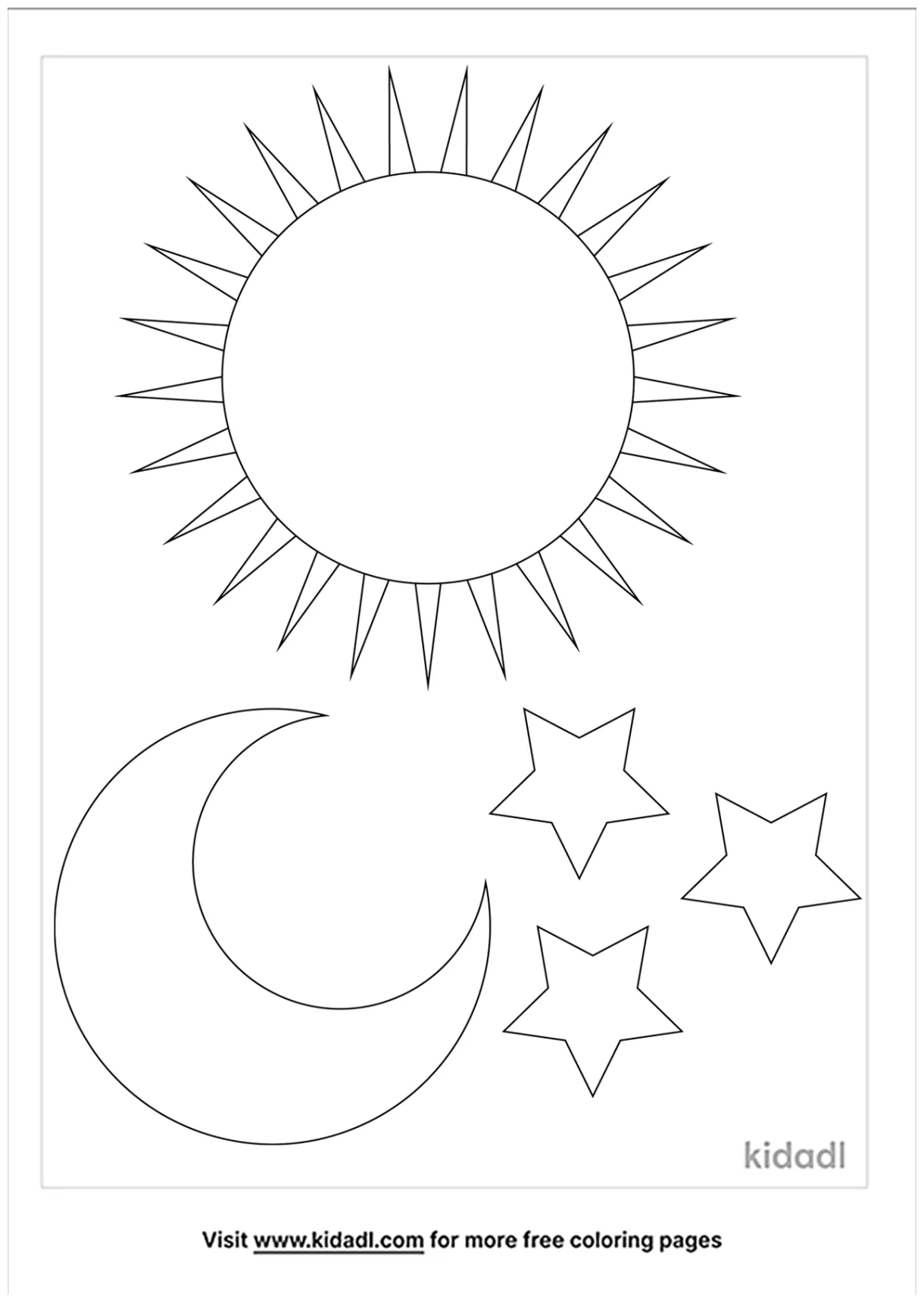 Sun, Moon And Stars Coloring Page. Free Space Coloring Page - Coloring Home