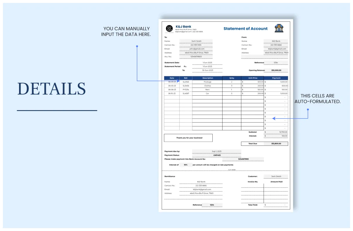 Template download in excel, google sheets