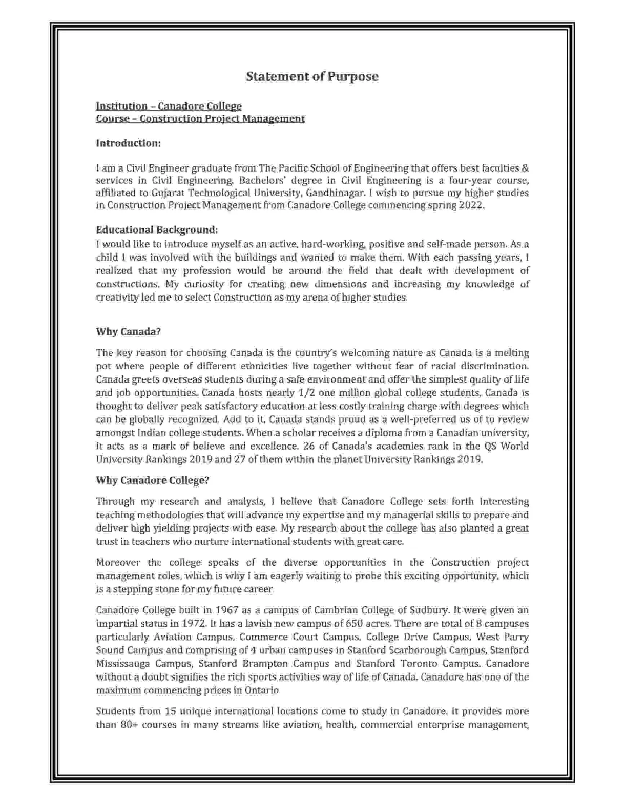 Statement of purpose edge international