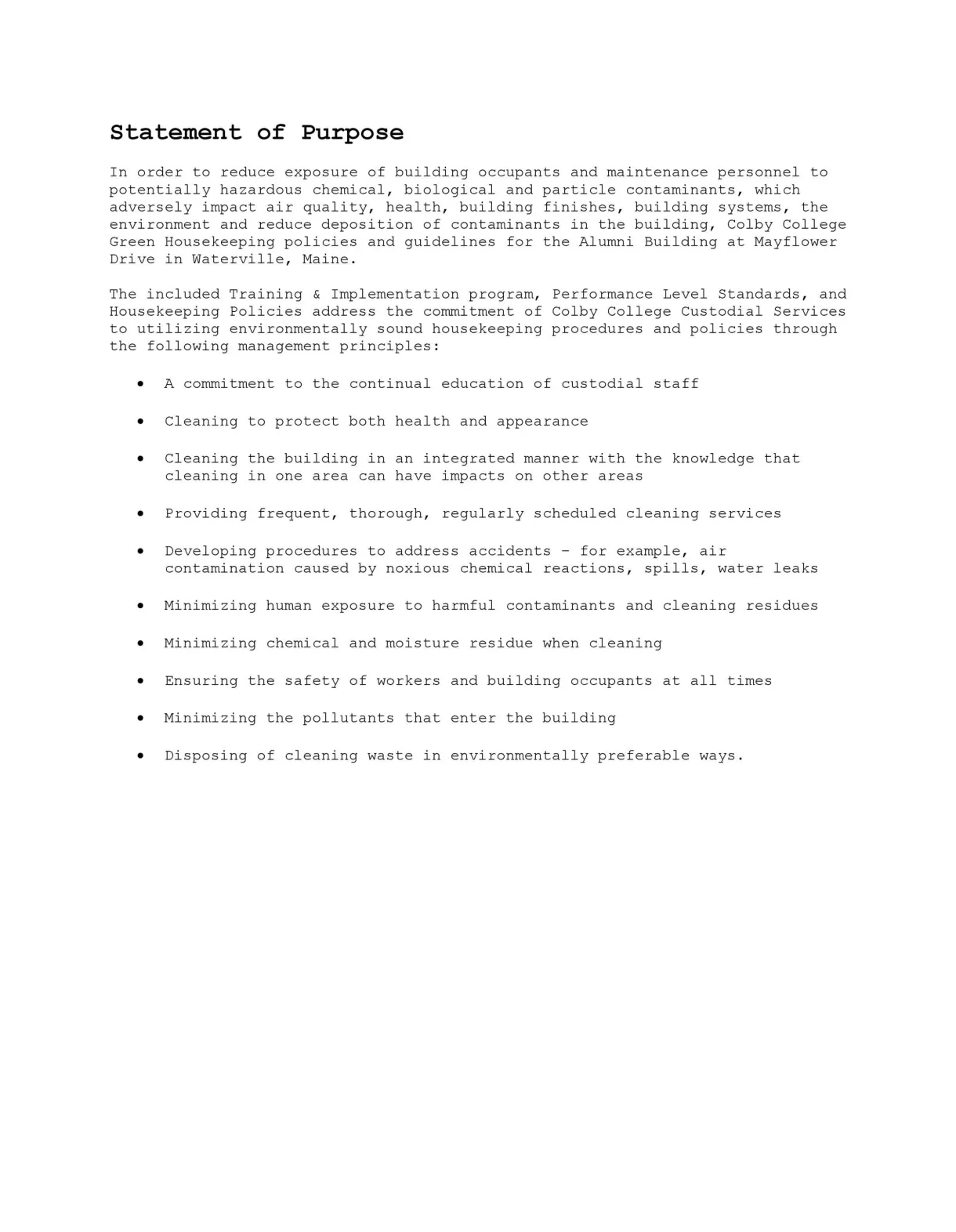 Statement of purpose