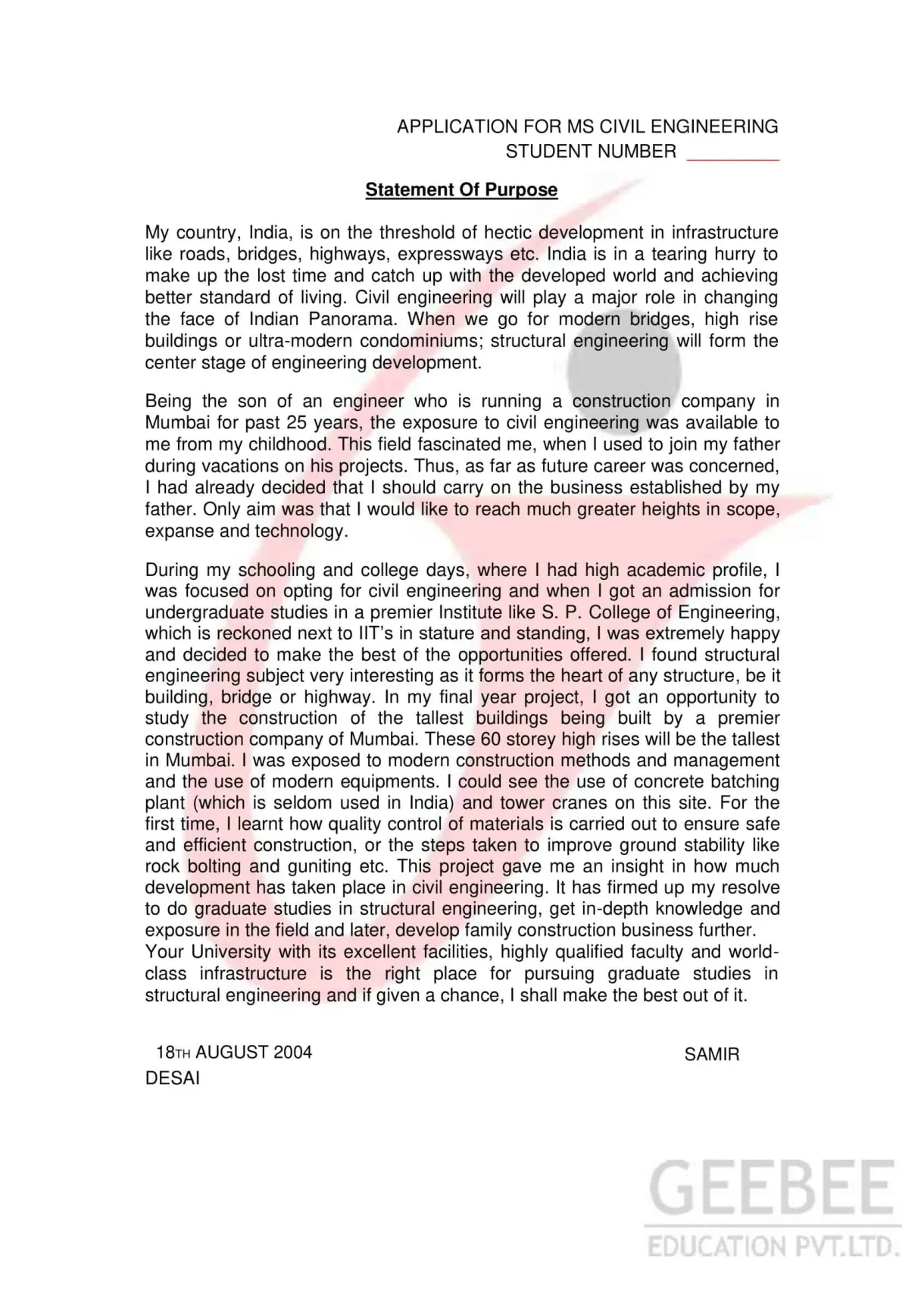 Free printable statement of purpose templates [graduate school & masters]