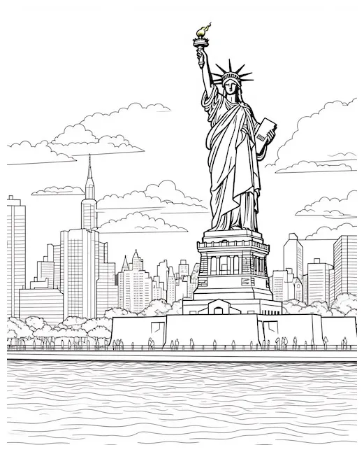 Premium Photo | Statue of Liberty Style Coloring Page
