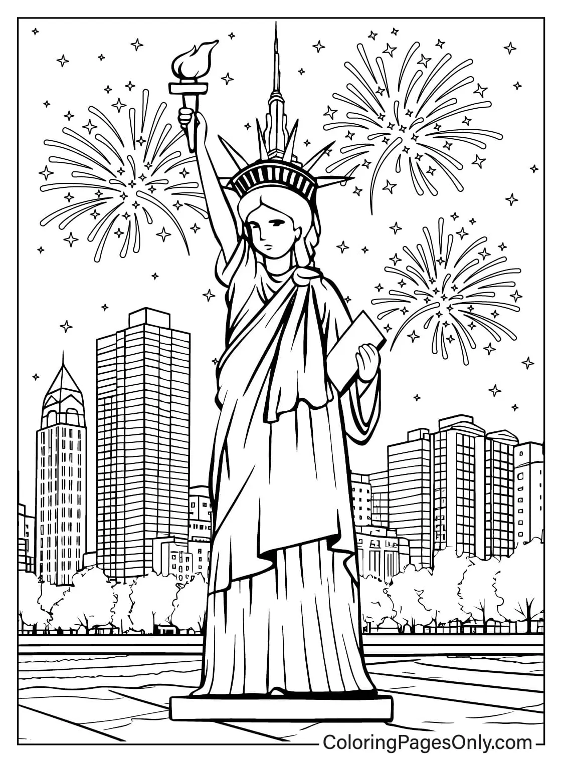 Statue of liberty to color free printable coloring pages