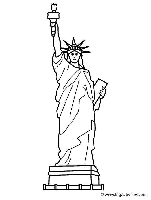 Statue of liberty with theme coloring page memorial day