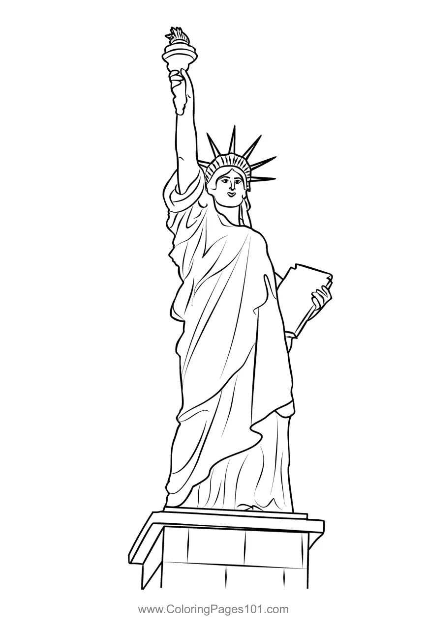 Statue Of Liberty Coloring Page for Kids - Free USA Printable Coloring