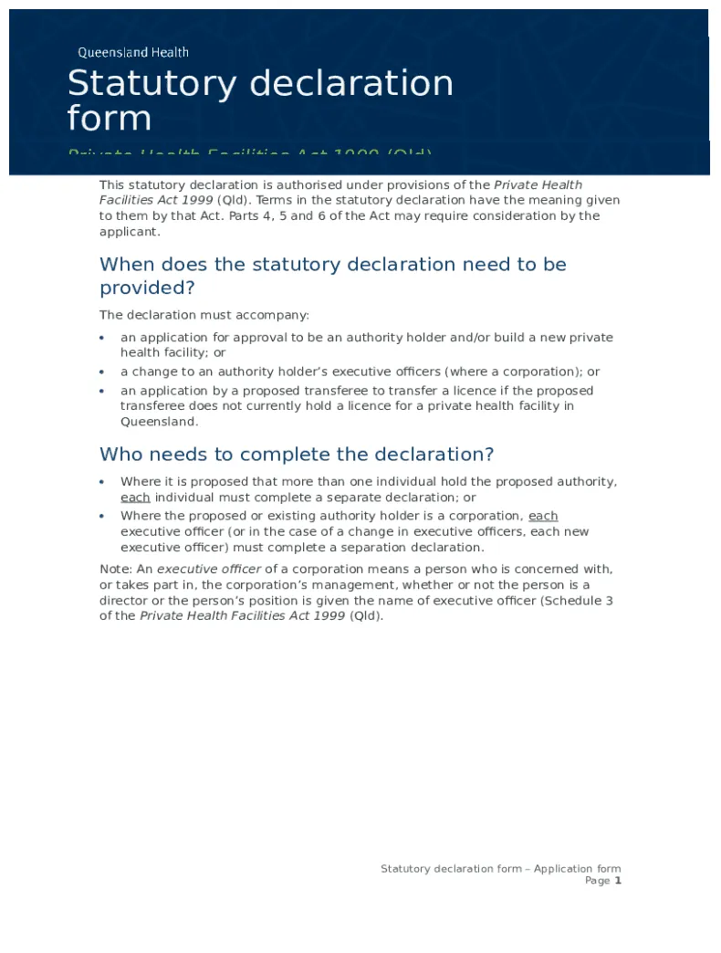 Statutory declaration . application doc template pdffiller