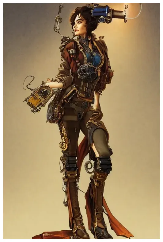 Parker posey as a steampunk cyborg gunslinger, stable diffusion