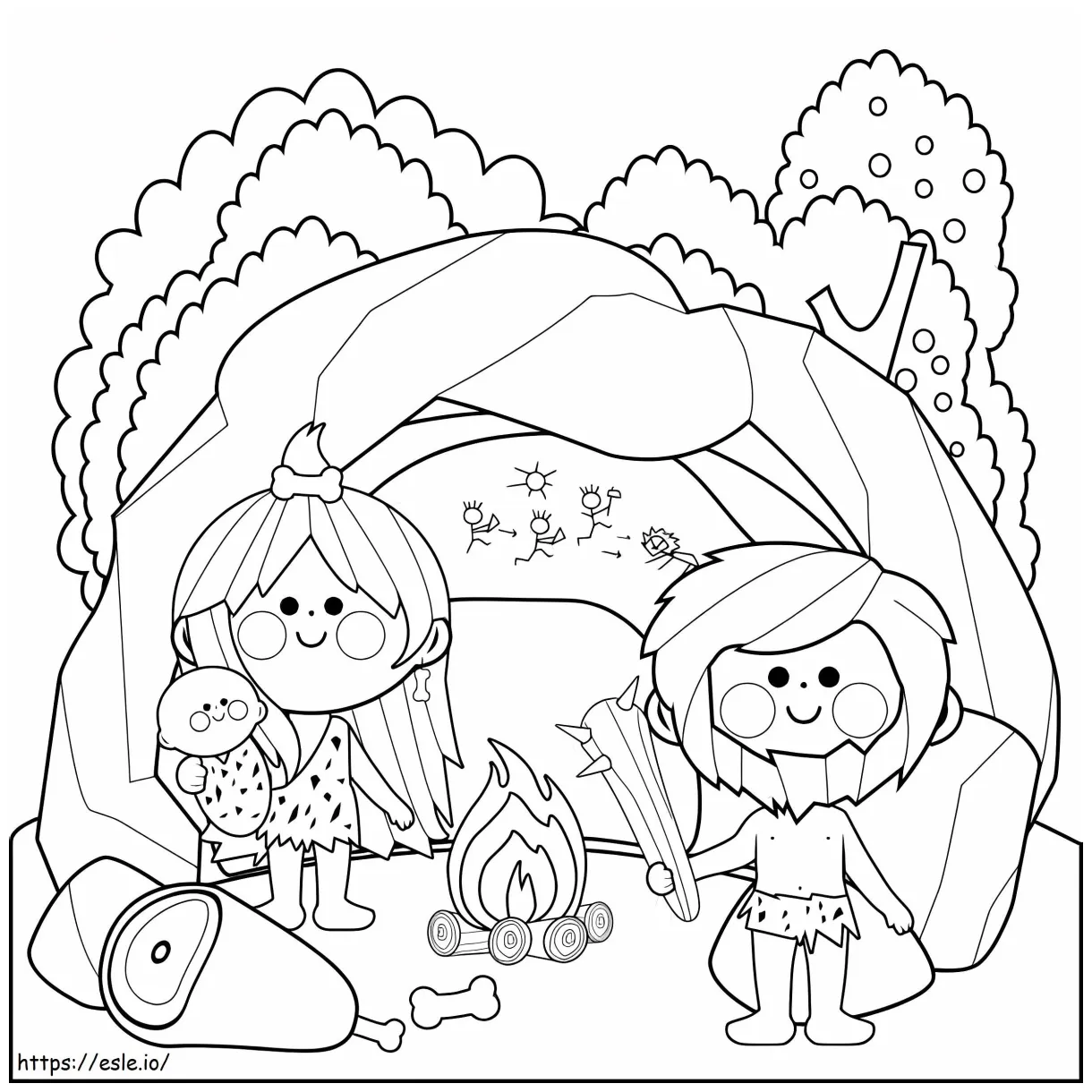 Stone Age Family coloring page