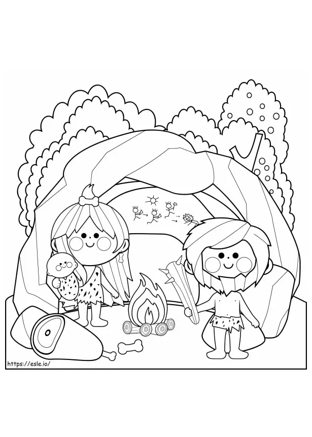 Stone Age Family coloring page