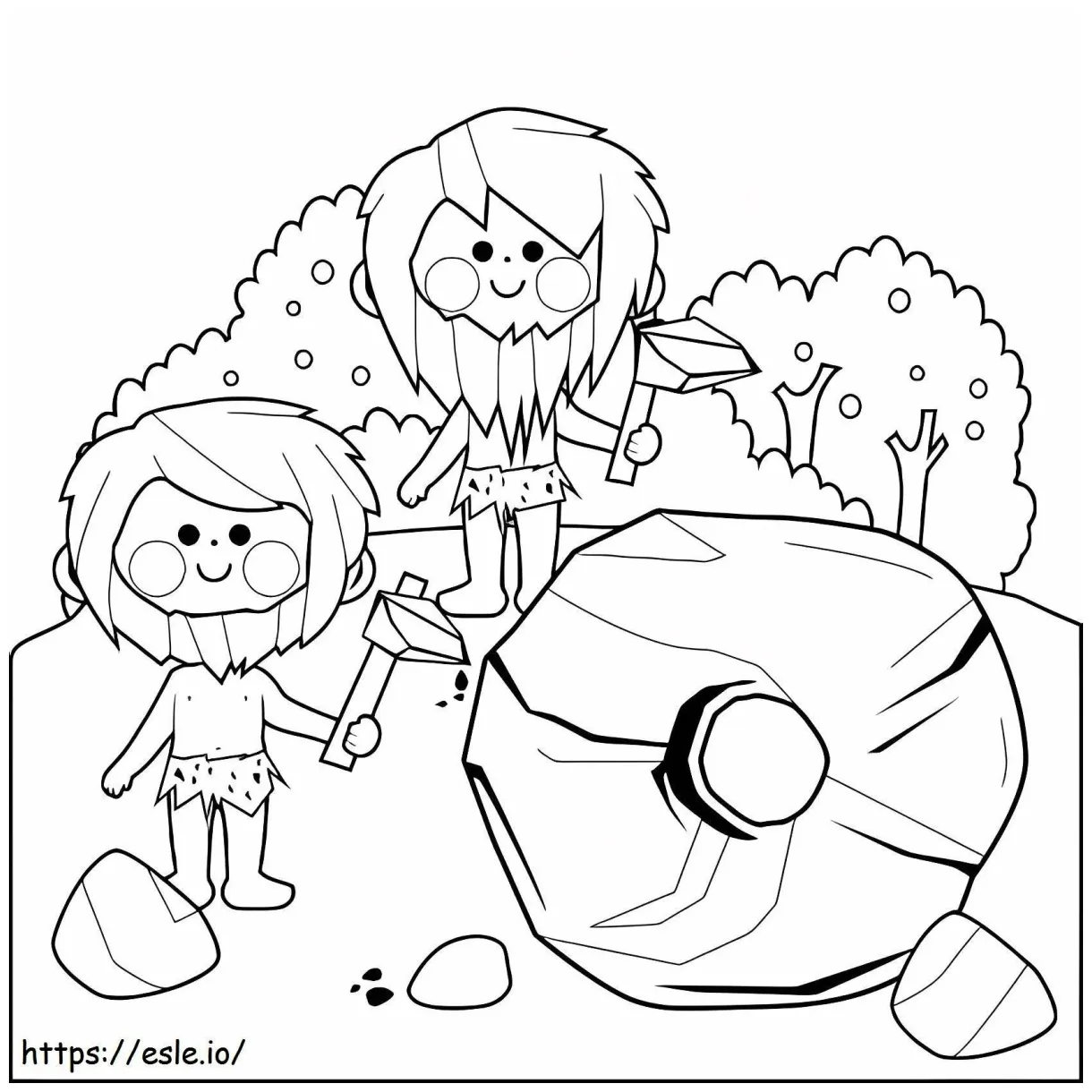 Stone Age People Smiling coloring page