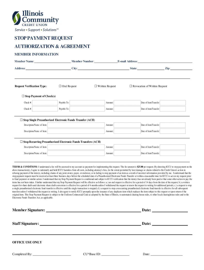 Fillable online free stop payment request letter template fax email