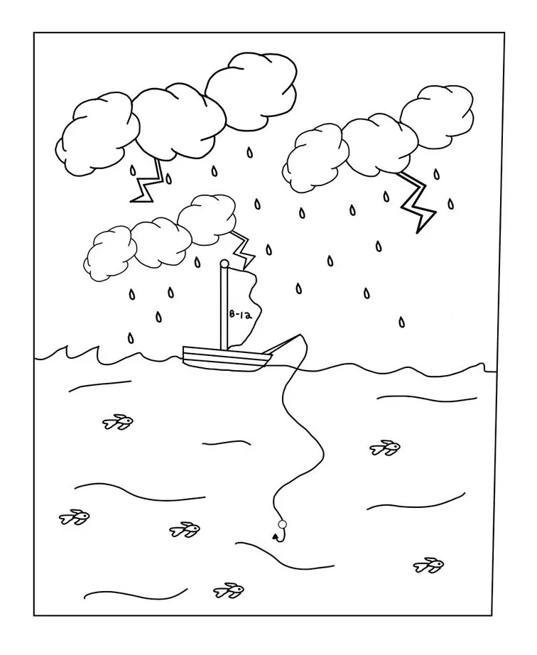 Stormy sea sailboat coloring page by christian z