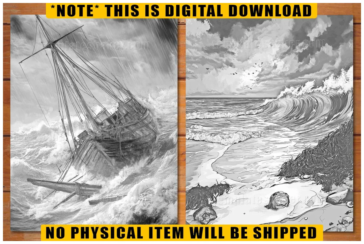 33 s, grayscale coloring book for adults