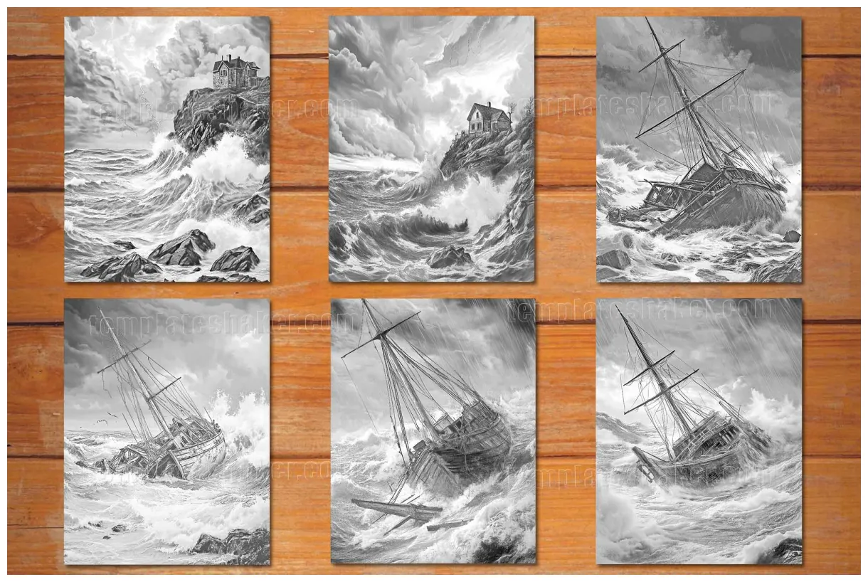 33 s, grayscale coloring book for adults