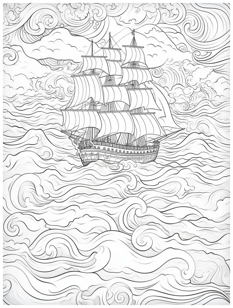 Stormy sea free printable coloring page by coloring-collective on