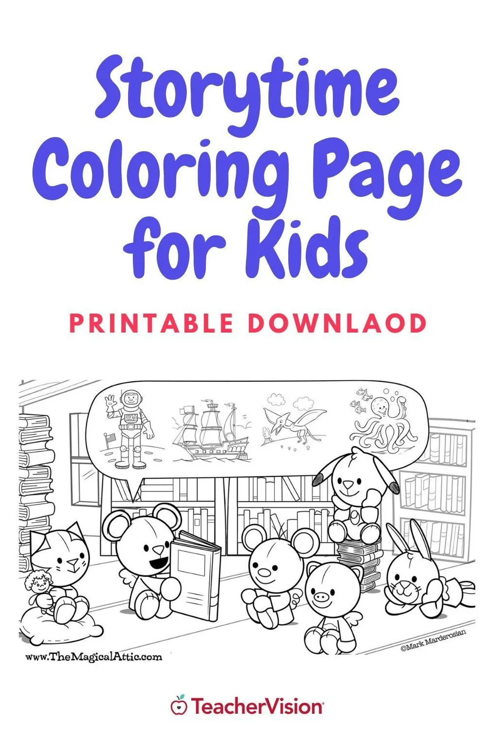 Magical attic friends storytime coloring page creative writing for