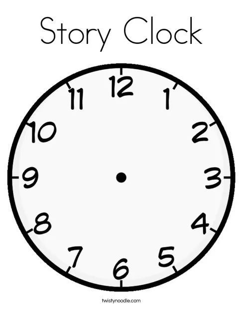 Story clock coloring page twisty noodle