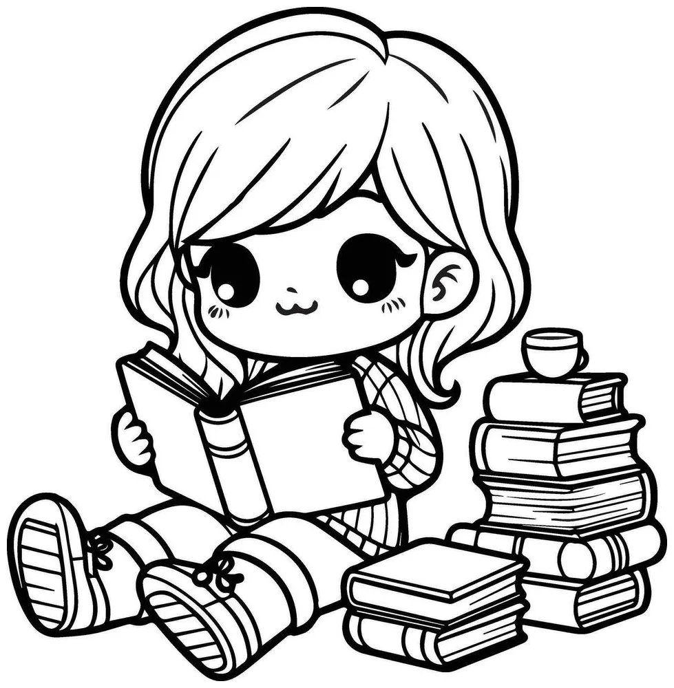 Girl reading coloring page printable coloring pages for free!