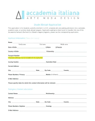 Fillable online study abroad office fax