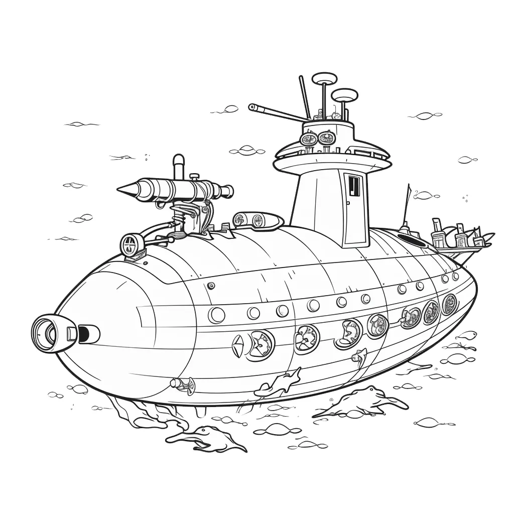 Submarine coloring page – Coloring corner