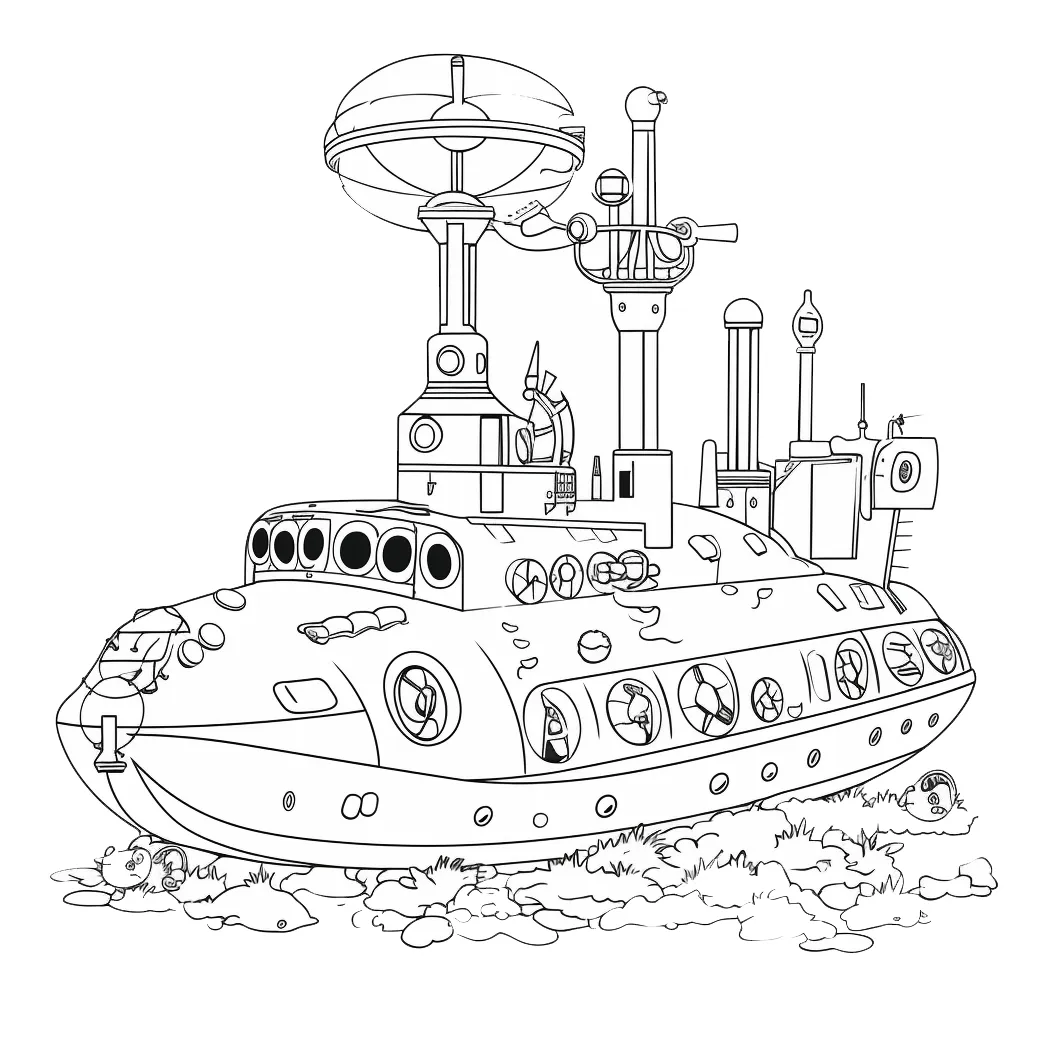 Submarine coloring page – Coloring corner