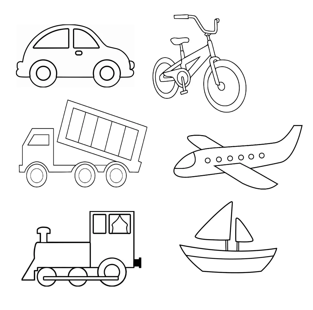 Simple vehicles coloring page download, print or color online for free