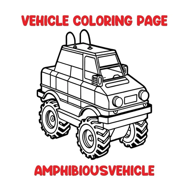 Amphibiousvehicle vehicle coloring page colored illustration premium