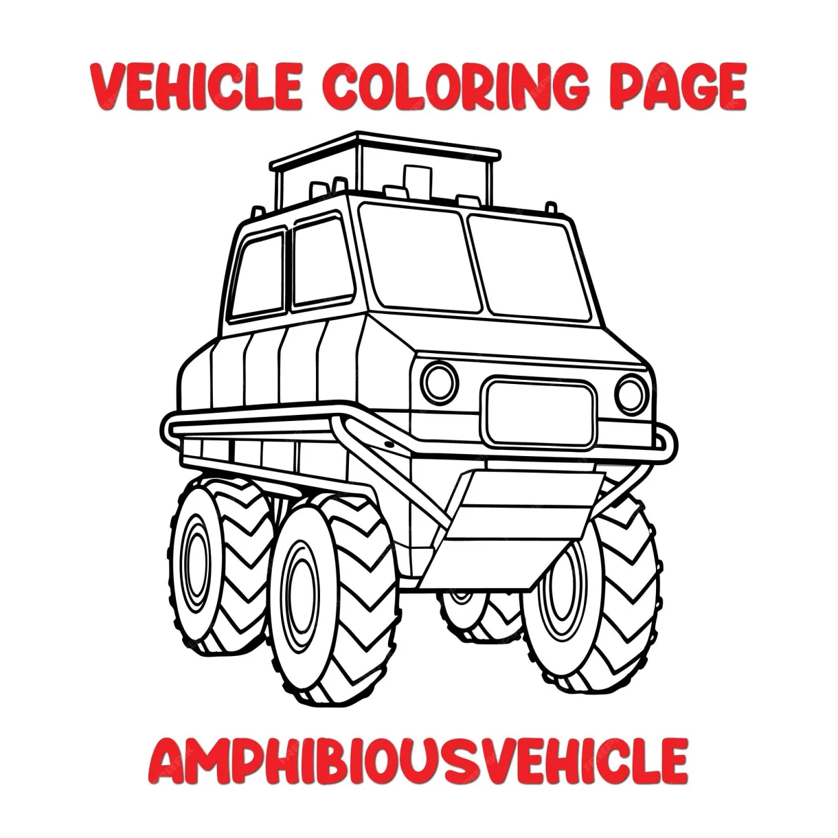 Amphibiousvehicle vehicle coloring page colored illustration premium