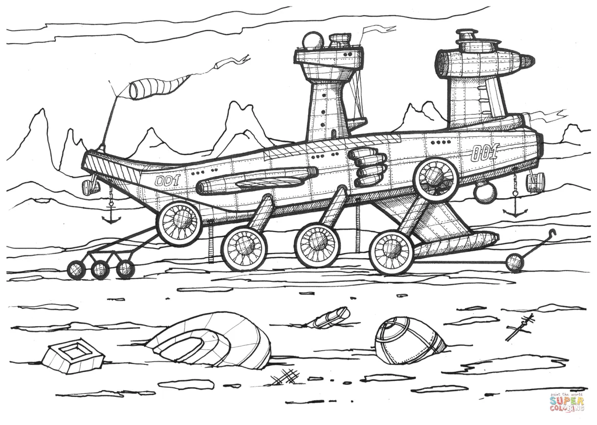 Underwater cruiser vehicle coloring page free printable coloring pages