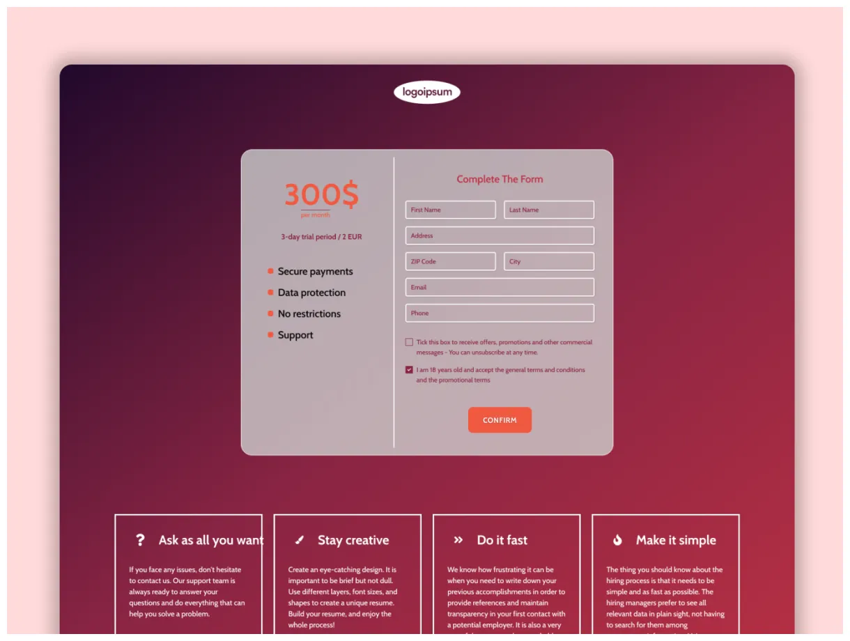Subscription Form by Martina Stantic on Dribbble