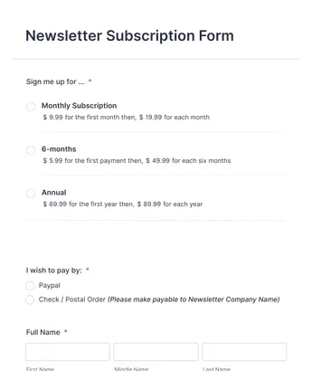 Subscription Forms - Form Templates | Jotform