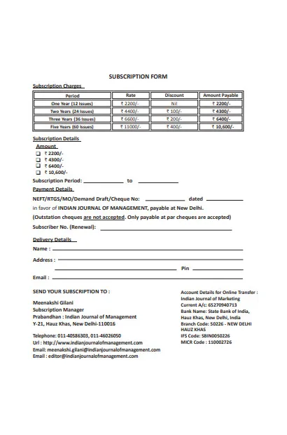 FREE 52+ Subscription Forms in PDF | MS Word | Excel