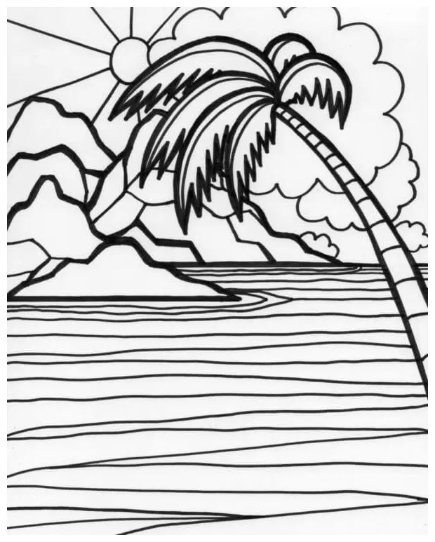 The setting sun coloring page download, print or color online for free