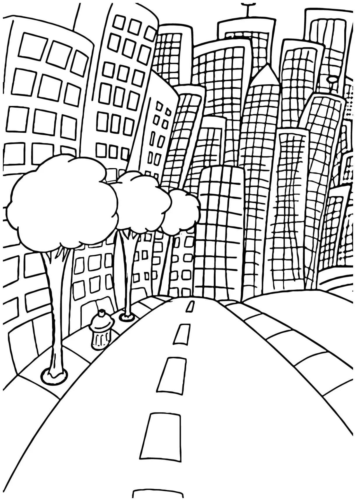 City skyline coloring page at getcolorings free printable
