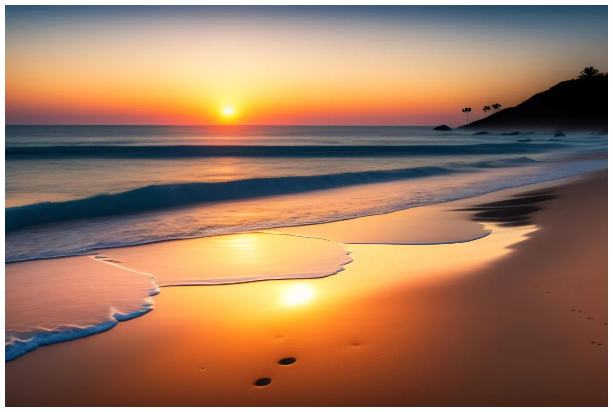 Beautiful sunset on the beach. seascape with beautiful sky. 23007920