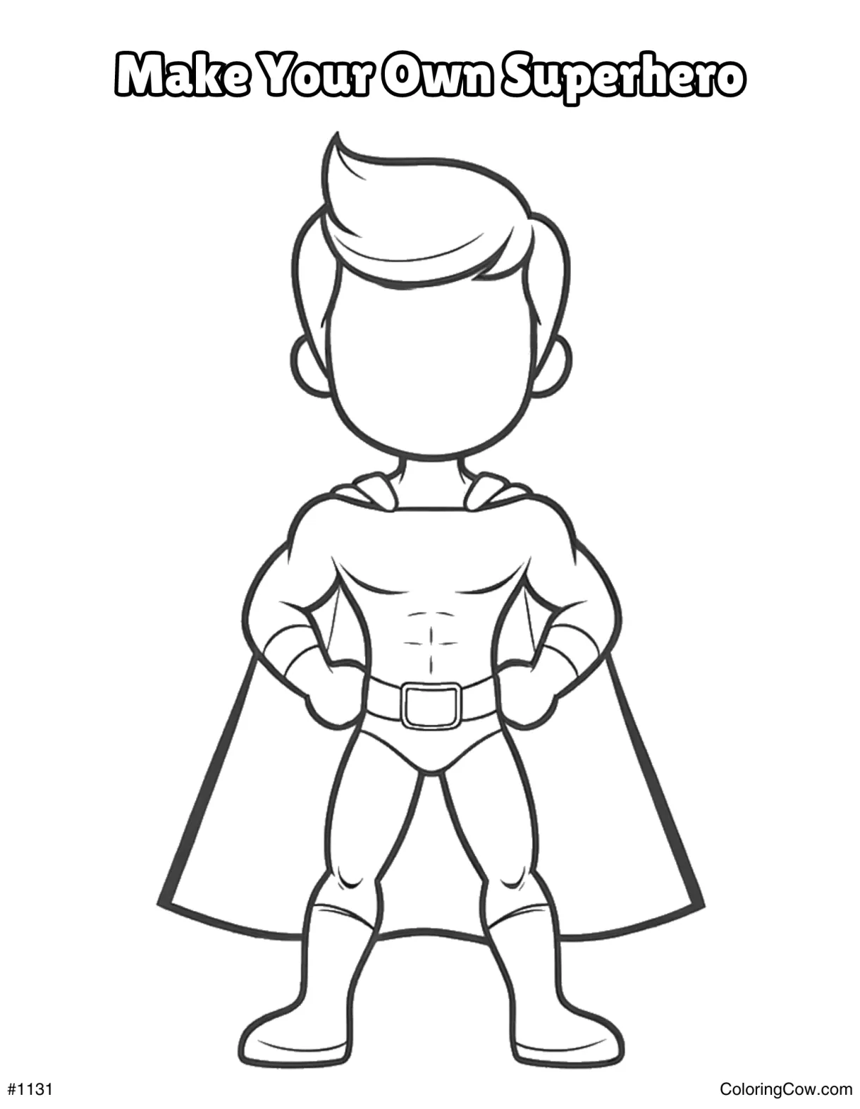 Superhero cape coloring page