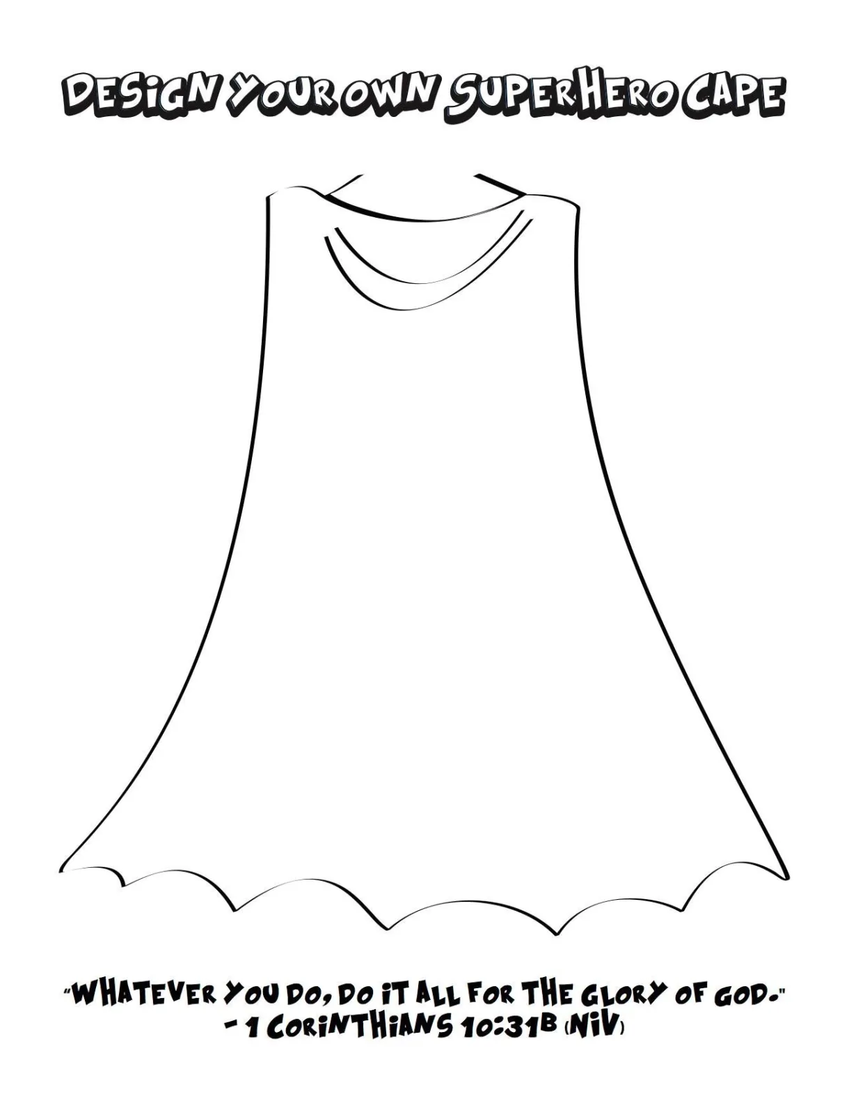 Superhero cape coloring page sketch coloring page