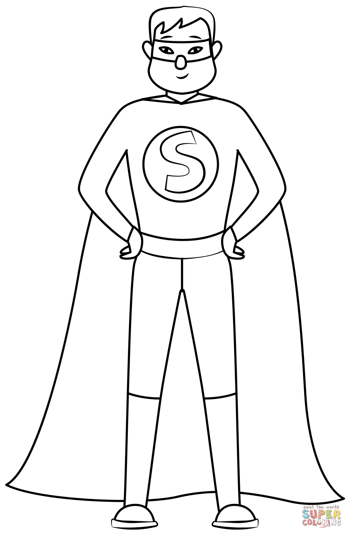 Superhero cape coloring page printable coloring page