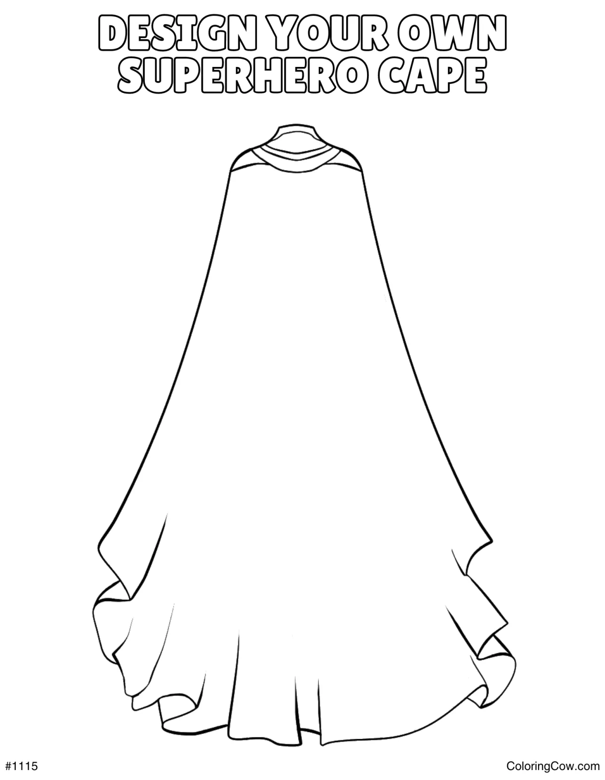 Superhero cape coloring page