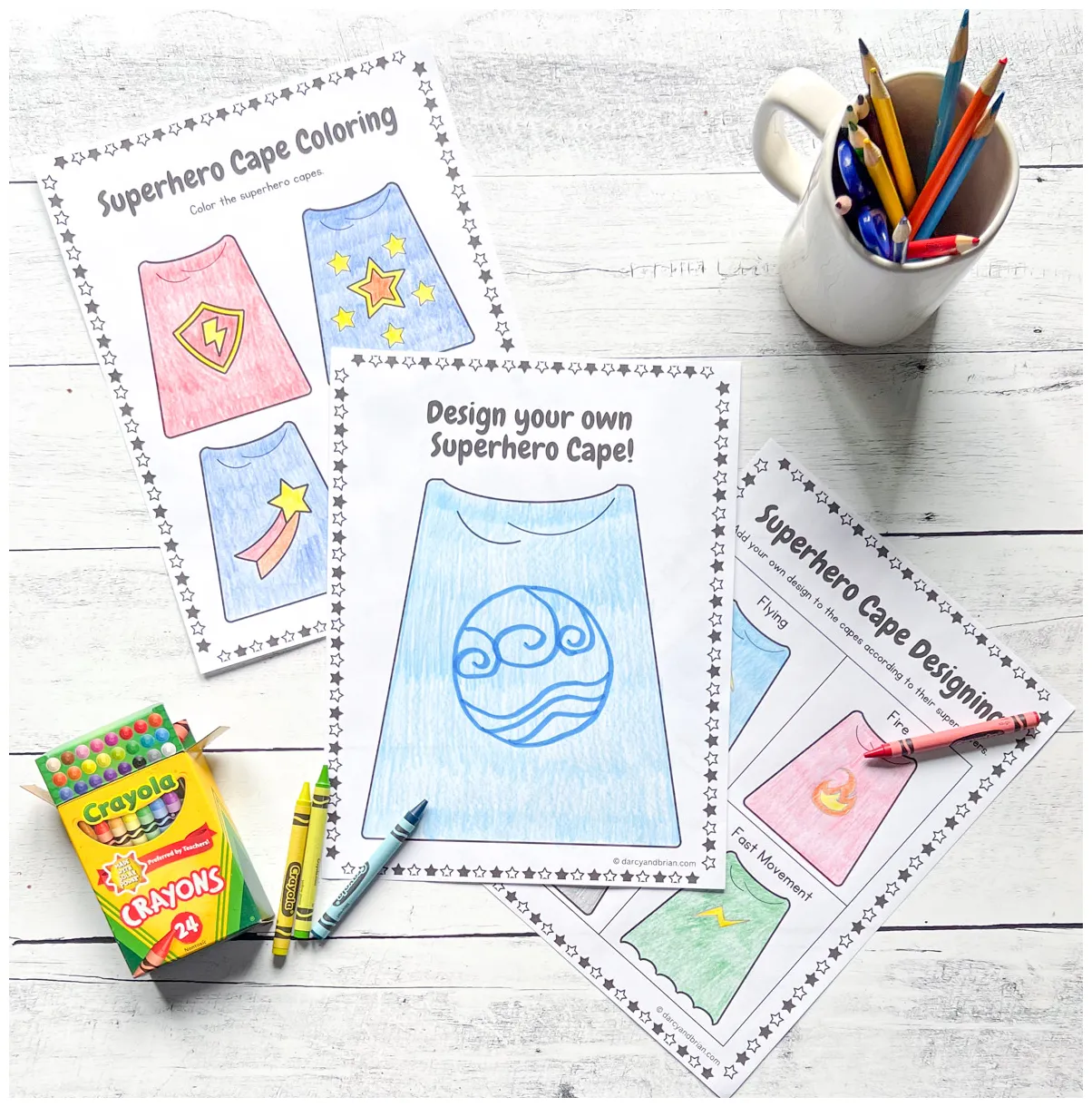 Printable superhero cape coloring page