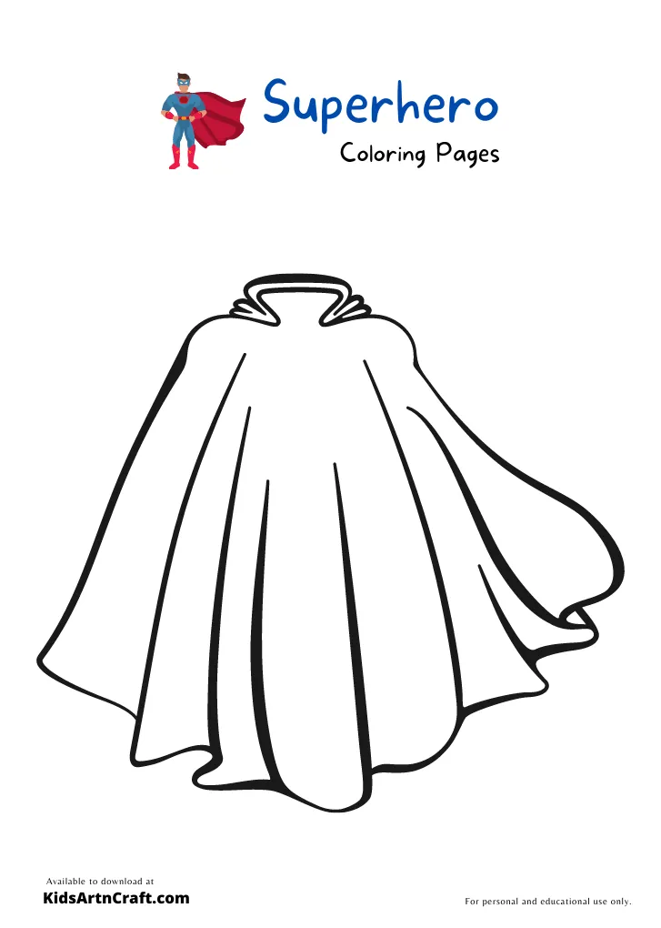 Superhero cape coloring page