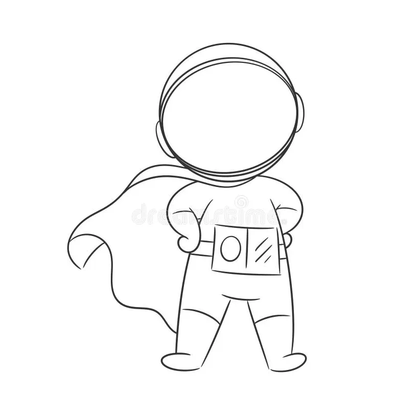Astronaut is wearing a superhero cape for coloring stock vector