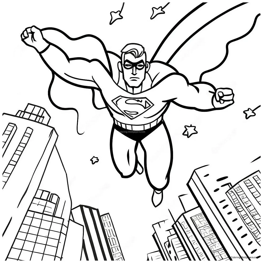 Flying Super Hero Coloring Page (29645-23478)