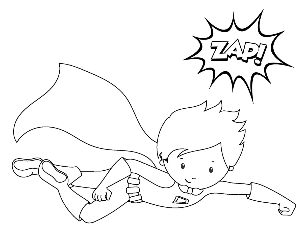Flying Superhero Coloring Page