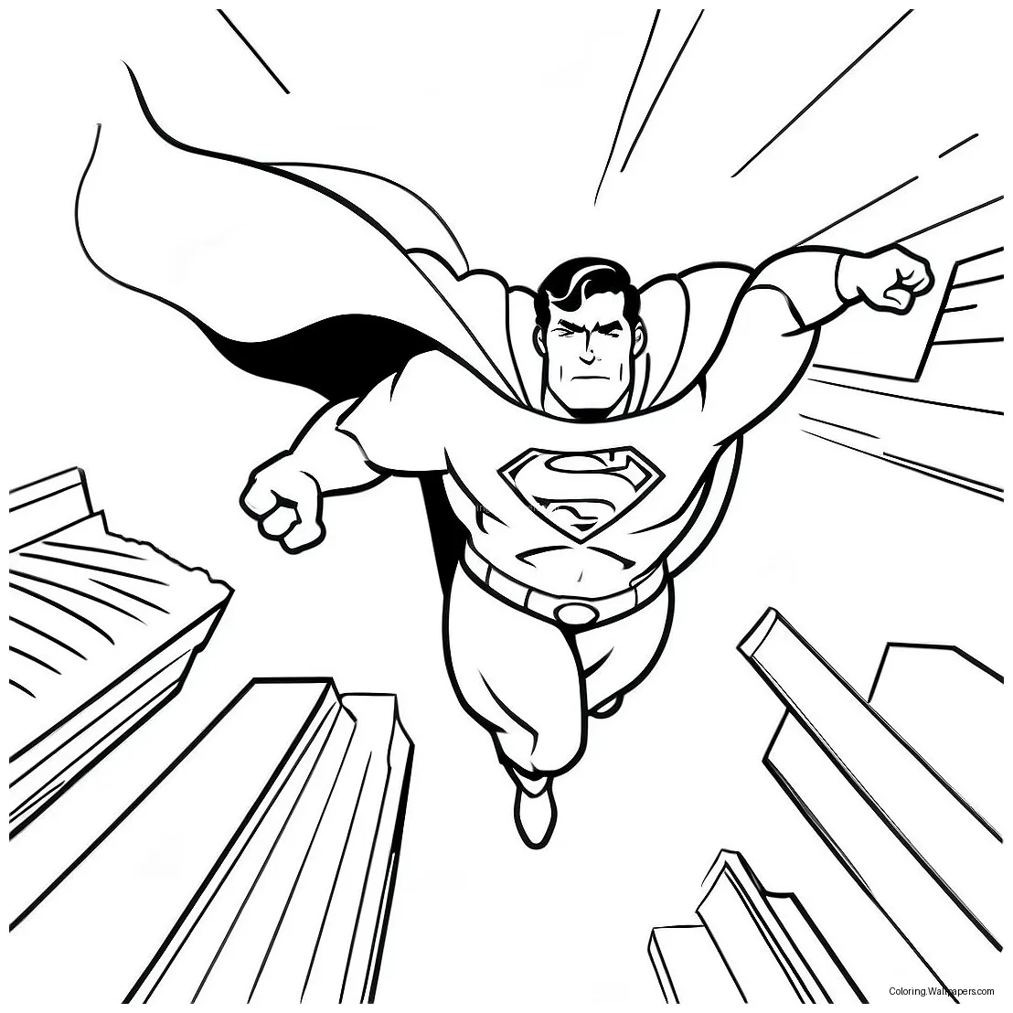 Superhero Superman Flying Coloring Page (61584-48740)