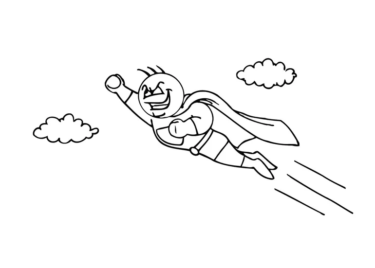 Flying Superhero Coloring Page